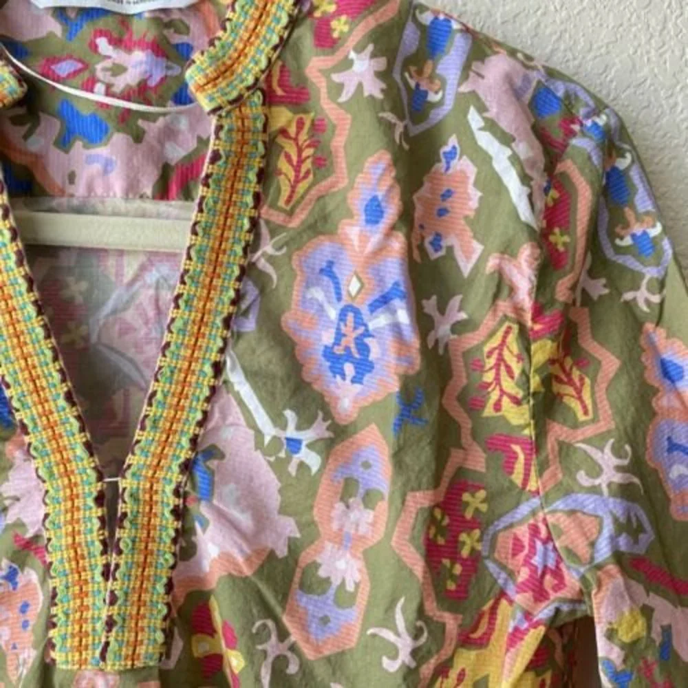 Zara Womens Boho Henley multicolor Blouse Top Size XS - Picture 3 of 5